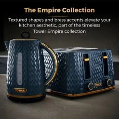 Tower Empire Kettle And 4 Slot Toaster Set Midnight Blue -Kitchen appliances T1005220061MNB Tower Empire Kettle and 4 Slot Toaster Set Midnight Blue 3