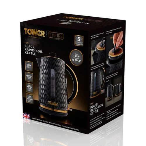 Tower Empire 1.7 Litre Kettle Black 2 Tower Empire 1.7 Litre Kettle Black - Image 2