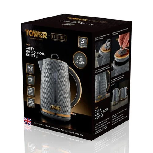 Tower Empire 1.7 Litre Kettle Grey 2 Tower Empire 1.7 Litre Kettle Grey - Image 2