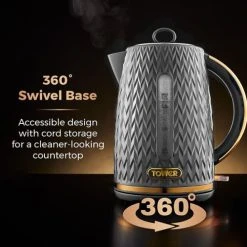 Tower Empire 1.7 Litre Kettle Grey 11 Tower Empire 1.7 Litre Kettle Grey -Kitchen appliances T10052GRY Tower Empire 1 7 Litre Kettle Grey 5