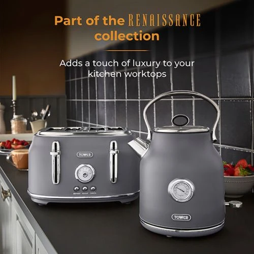 Tower Renaissance Kettle And 4 Slice Toaster Grey 4 Tower Renaissance Kettle And 4 Slice Toaster Grey - Image 4
