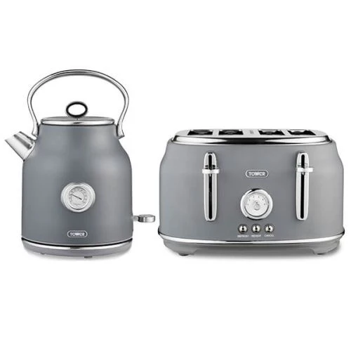Tower Renaissance Kettle And 4 Slice Toaster Grey 1 Tower Renaissance Kettle And 4 Slice Toaster Grey