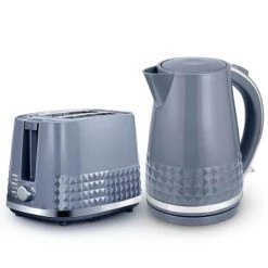 Tower Solitaire Kettle And 2 Slice Toaster Set Grey