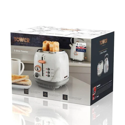 Tower Bottega Stainless Steel 2 Slice Toaster Marble 2 Tower Bottega Stainless Steel 2 Slice Toaster Marble - Image 2