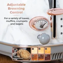 Tower Bottega Stainless Steel 2 Slice Toaster Marble 8 Tower Bottega Stainless Steel 2 Slice Toaster Marble -Kitchen appliances T20016WMRG Tower Bottega Stainless Steel 2 Slice Toaster Marble 2