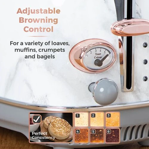 Tower Bottega Stainless Steel 2 Slice Toaster Marble 3 Tower Bottega Stainless Steel 2 Slice Toaster Marble - Image 3