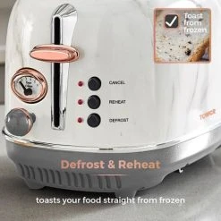 Tower Bottega Stainless Steel 2 Slice Toaster Marble 10 Tower Bottega Stainless Steel 2 Slice Toaster Marble -Kitchen appliances T20016WMRG Tower Bottega Stainless Steel 2 Slice Toaster Marble 4