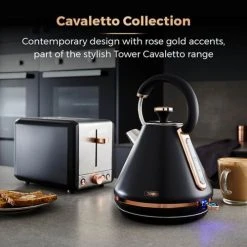 Tower Cavaletto Toaster 2 Slice Black -Kitchen appliances T20036RG Tower Cavaletto Toaster 2 Slice Black 2