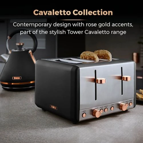 Tower Cavaletto Toaster 4 Slice Black 3 Tower Cavaletto Toaster 4 Slice Black - Image 3