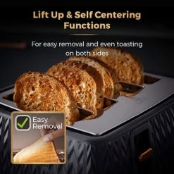 Tower Empire Toaster 4 Slice Black -Kitchen appliances T20061BLK Tower Empire Toaster 4 Slice Black 5