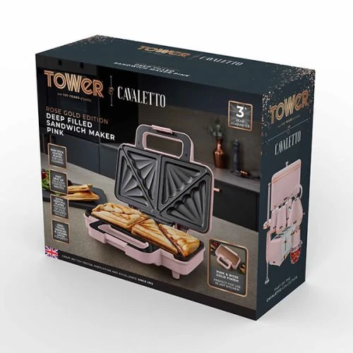 Tower Cavaletto Sandwich Maker Pink 2 Tower Cavaletto Sandwich Maker Pink - Image 2