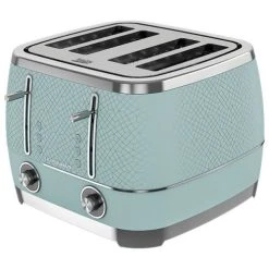 Beko Duck Egg Blue & Chrome Cosmopolis 4 Slice Toaster