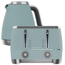 Beko Duck Egg Blue & Chrome Cosmopolis Dome Kettle & 4 Slice Toaster Set
