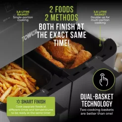 Vortx Dual Basket Air Fryer With 6 Pre-Set Functions 7.6 Litre -Kitchen appliances fit 132