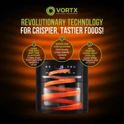 6 Litre Vortx Space Saver Digital Air Fryer -Kitchen appliances fit 187