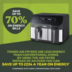 Vortx Eco Duo Basket Digital Air Fryer 5.2L + 3.3L -Kitchen appliances fit 197