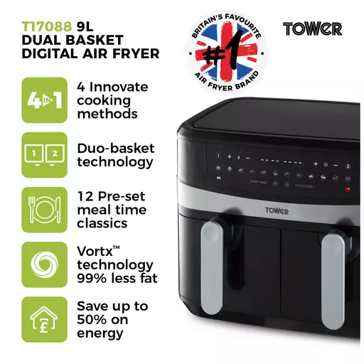 Vortx 9L Dual Basket Air Fryer 2 Vortx 9L Dual Basket Air Fryer - Image 2