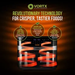 Vortx Vizion 9L Dual Basket Digital Air Fryer -Kitchen appliances fit 262