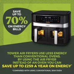 Vortx Vizion 9L Dual Basket Digital Air Fryer -Kitchen appliances fit 263