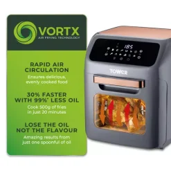 Vortx 12 Litre Rose Gold Air Fryer Oven -Kitchen appliances fit 283