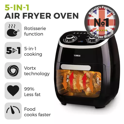 Xpress 2000W 11 Litre 5-in-1 Manual Air Fryer Oven With Rotisserie 2 Xpress 2000W 11 Litre 5-in-1 Manual Air Fryer Oven With Rotisserie - Image 2
