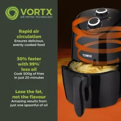 Vortx Compact 2 Litre Manual Air Fryer 15 Vortx Compact 2 Litre Manual Air Fryer -Kitchen appliances fit 448