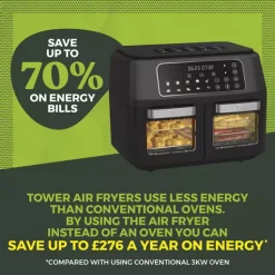 Vortx Vizion 11L Digital Dual Air Fryer Oven -Kitchen appliances fit 560