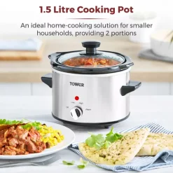 1.5 Litre Stainless Steel Slow Cooker -Kitchen appliances fit 610