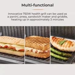 750W Panini Grill Cerastone Stainless Steel -Kitchen appliances fit 65