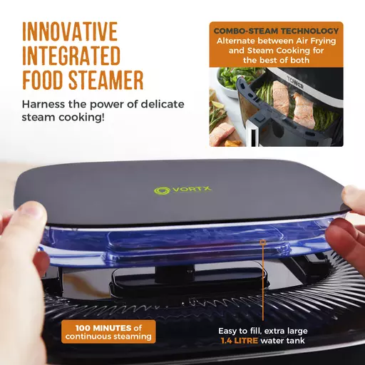 Vortx 1700W 7L Steam Air Fryer Black Digital 4 Vortx 1700W 7L Steam Air Fryer Black Digital - Image 4