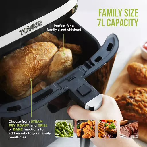 Vortx 1700W 7L Steam Air Fryer Black Digital 6 Vortx 1700W 7L Steam Air Fryer Black Digital - Image 6