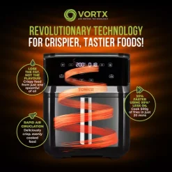 Vortx 1700W 7L Steam Air Fryer Black Digital 17 Vortx 1700W 7L Steam Air Fryer Black Digital -Kitchen appliances fit 734