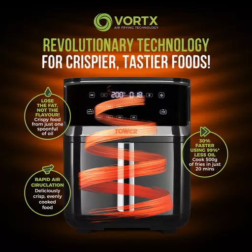 Vortx 1700W 7L Steam Air Fryer Black Digital 7 Vortx 1700W 7L Steam Air Fryer Black Digital - Image 7