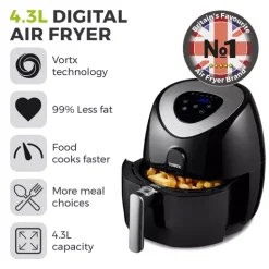 Vortx 4.3 Litre Digital Air Fryer -Kitchen appliances fit 77